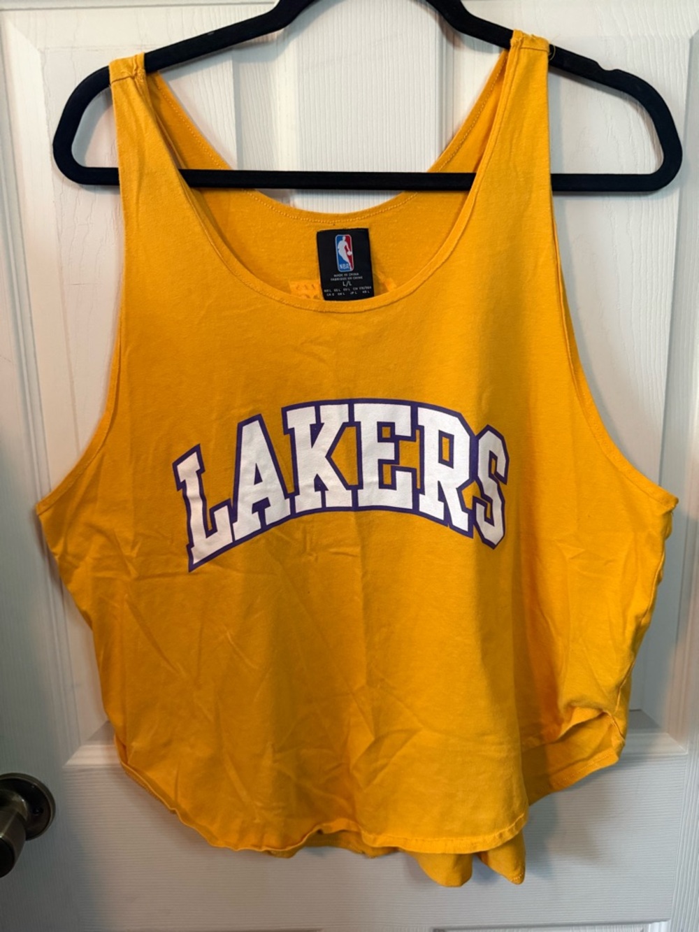NBA Los Angeles Lakers Yellow and Purple Crop Tank Top Size Large